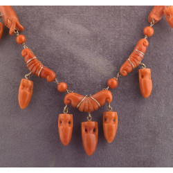 Antique Corallium Rubrum Necklace and Earrings, circa 1860