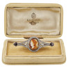 18kt Gold Silver Old Diamond Pink Sapphire and Cameo Brooch