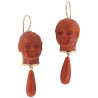 Blackamoor Head Coral Gold Earrings