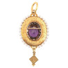 Holbeinesque Amethyst Diamond Enamel Natural Pearl And Gold Pendant circa 1865