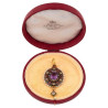 Holbeinesque Amethyst Diamond Enamel Natural Pearl And Gold Pendant circa 1865