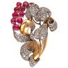 Ruby and Diamond Flower Brooch, circa 1945