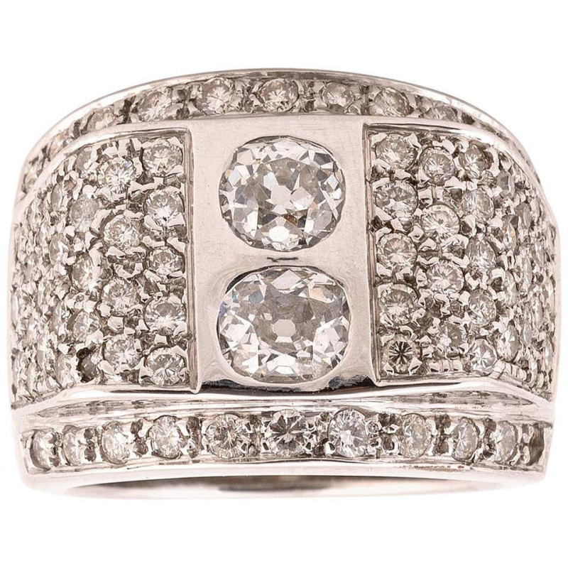 Two-Stone Diamond Cocktail Ring, circa 1940