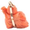 18 Karat Yellow Gold Coral Buddha Charm Pendant