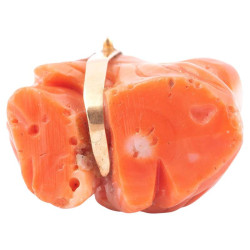 18 Karat Yellow Gold Coral Buddha Charm Pendant