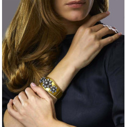 Antique French Gold and Old Cut Diamond Bangle Bracelet circa 1860