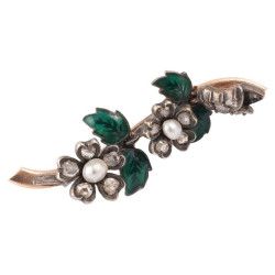 Enamel and Diamond Flower...